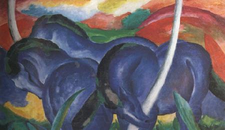 Franz Marc The Large Blue Horses (mk34) Spain oil painting art
